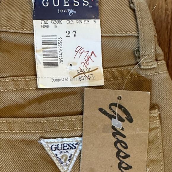 NWT Vintage Guess Jeans Sz. 26/27 High Waist Straight Leg Denim Tan Fall Style - Picture 11 of 13
